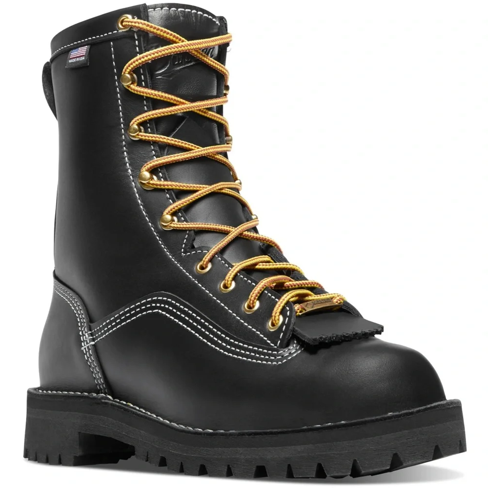 Danner Super Rain Forest Black Matte Leather Lace Up Boots